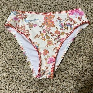White Floral High Waisted Bikini